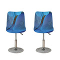 Blue Feather Print Bar Stool Covers