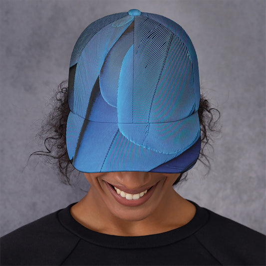 Blue Feather Print Baseball Cap