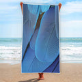 Blue Feather Print Beach Towel