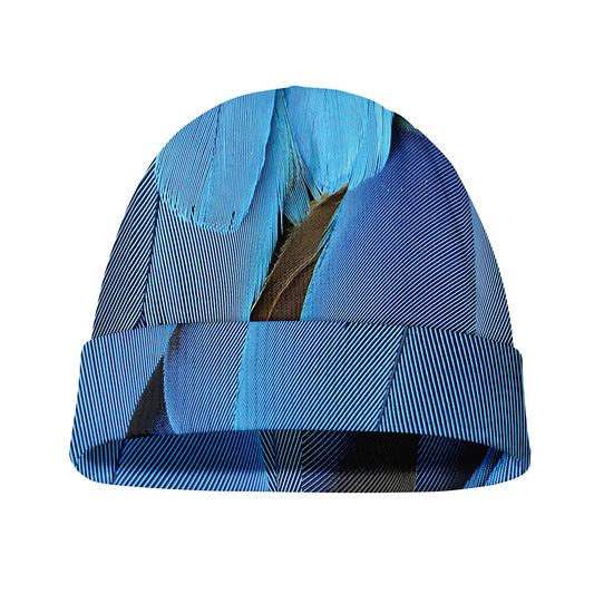 Blue Feather Print Beanie