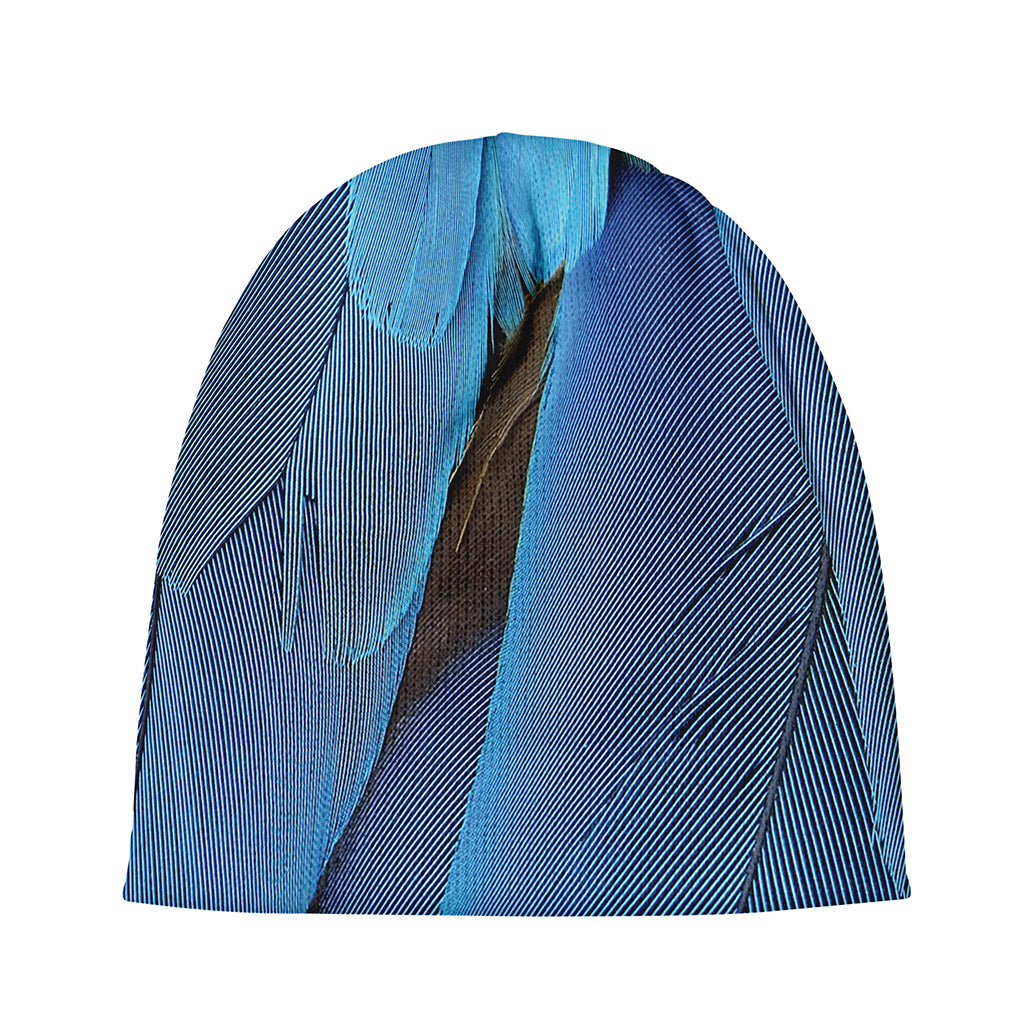 Blue Feather Print Beanie