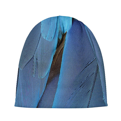 Blue Feather Print Beanie
