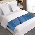Blue Feather Print Bed Runner