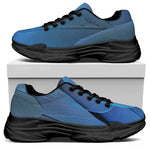 Blue Feather Print Black Chunky Shoes