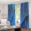 Blue Feather Print Blackout Grommet Curtains