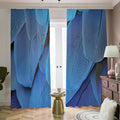 Blue Feather Print Dimout Pencil Pleat Curtains