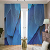 Blue Feather Print Blackout Pencil Pleat Curtains