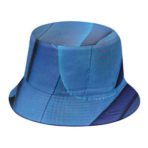 Blue Feather Print Bucket Hat