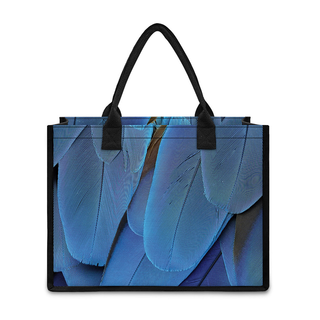 Blue Feather Print Canvas Tote Bag
