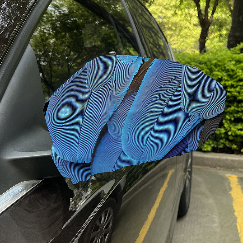 Blue Feather Print Car Side Mirror Covers