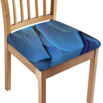 Blue Feather Print Chair Cushion Cover