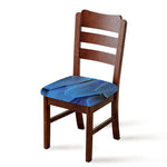 Blue Feather Print Chair Cushion Cover