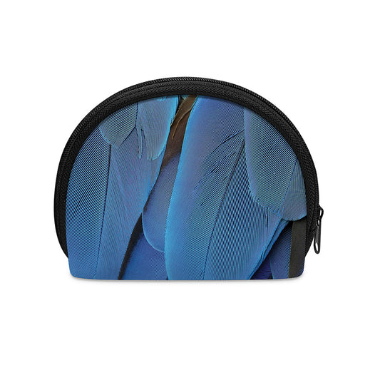 Blue Feather Print Coin Purse