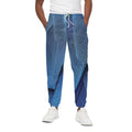 Blue Feather Print Cotton Sweatpants
