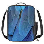 Blue Feather Print Crossbody Lunch Bag