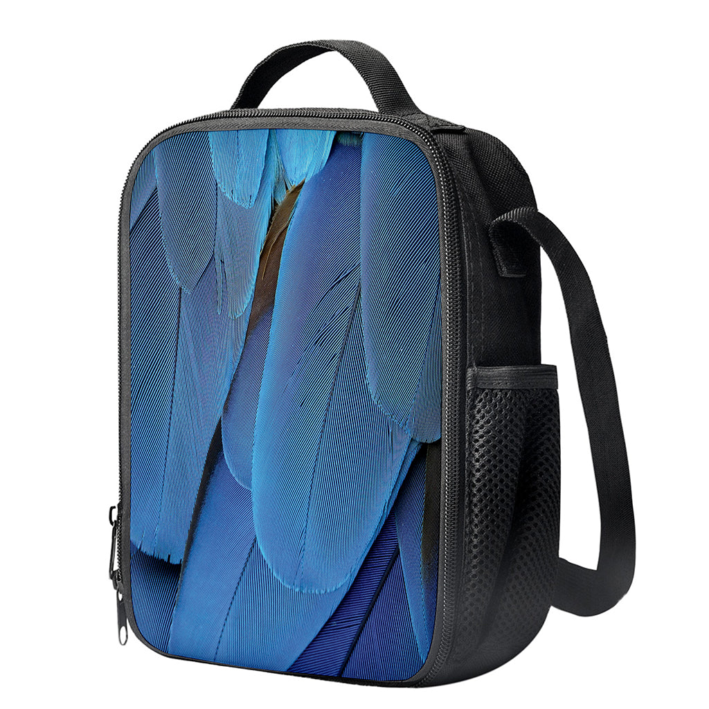 Blue Feather Print Crossbody Lunch Bag