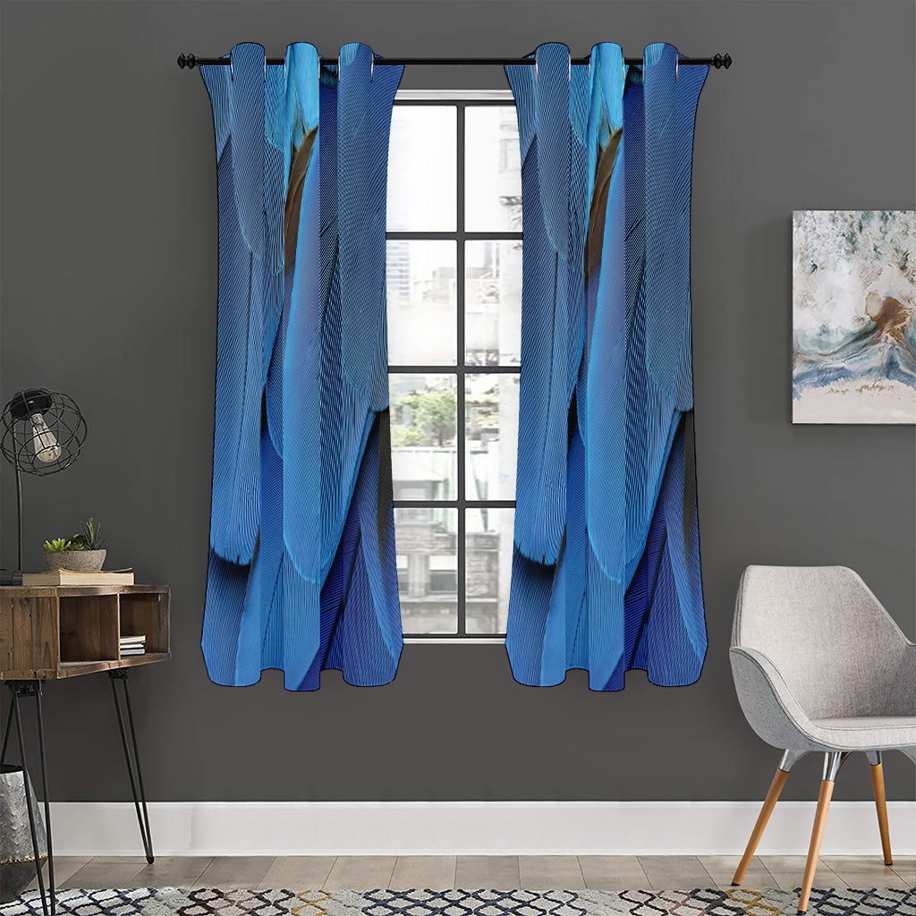 Blue Feather Print Curtain
