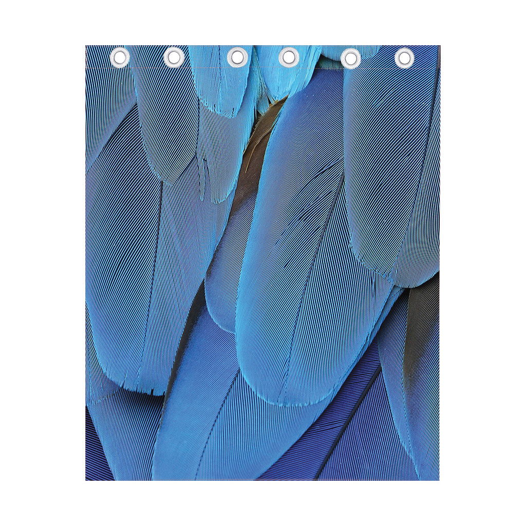 Blue Feather Print Curtain