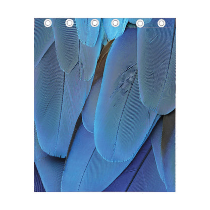 Blue Feather Print Curtain
