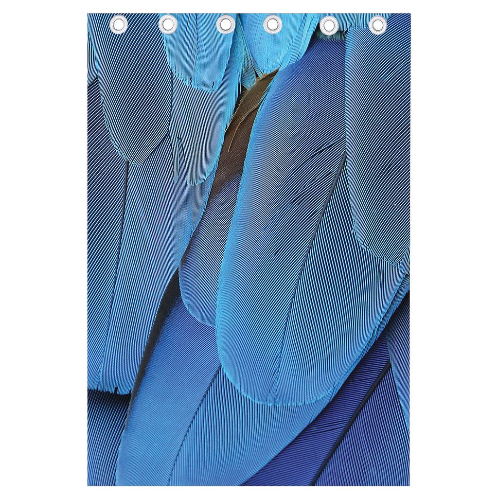 Blue Feather Print Curtain
