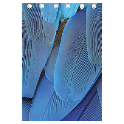 Blue Feather Print Curtain