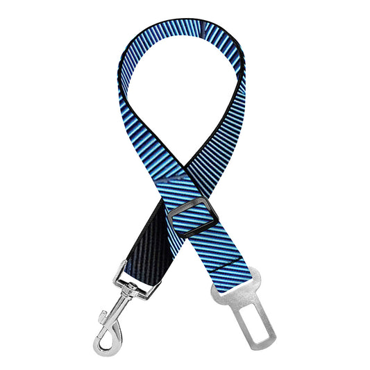 Blue Feather Print Dog Seat Belt