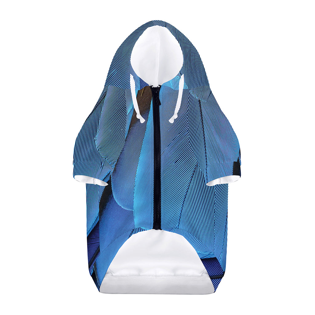 Blue Feather Print Dog Zip Up Hoodie