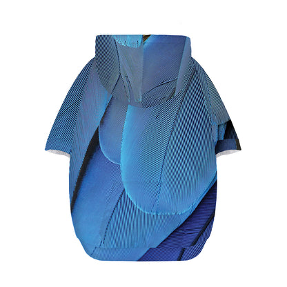 Blue Feather Print Dog Zip Up Hoodie