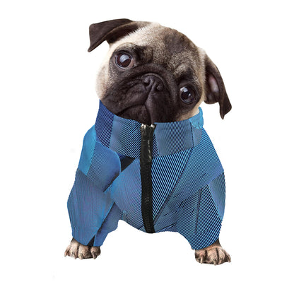 Blue Feather Print Dog Zip Up Jacket