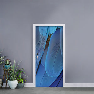 Blue Feather Print Door Sticker