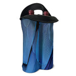Blue Feather Print Double Neoprene Wine Tote
