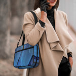 Blue Feather Print Double Strap Bible Bag