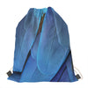 Blue Feather Print Drawstring Bag