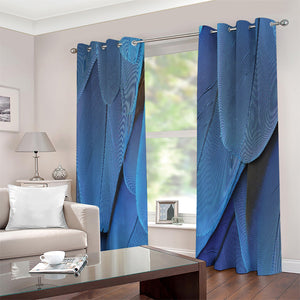 Blue Feather Print Extra Wide Grommet Curtains