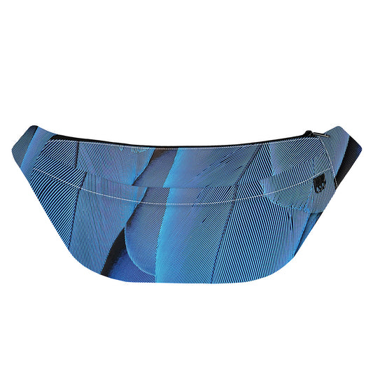 Blue Feather Print Fanny Pack