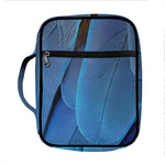 Blue Feather Print Front Pocket Bible Bag