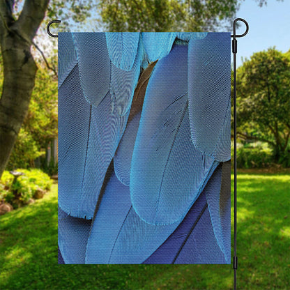 Blue Feather Print Garden Flag