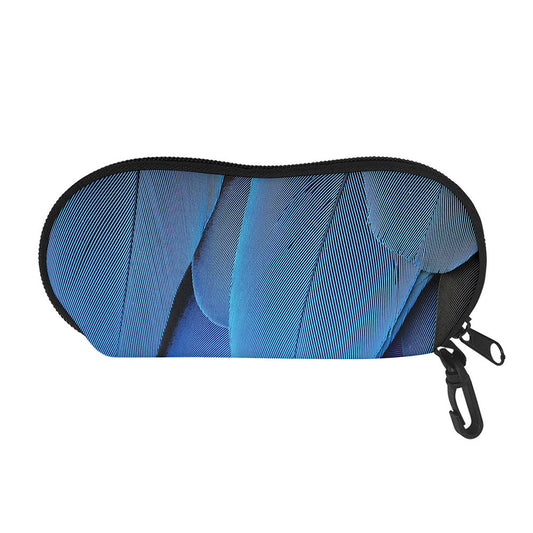 Blue Feather Print Glasses Case