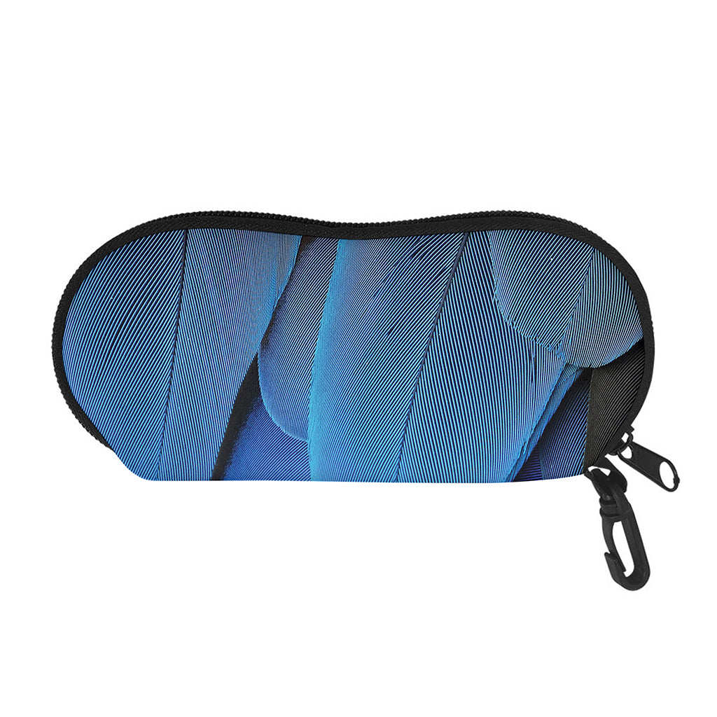 Blue Feather Print Glasses Case