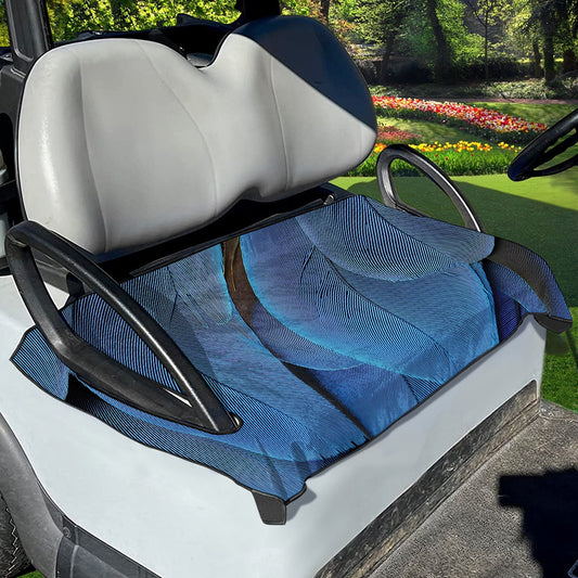 Blue Feather Print Golf Cart Seat Cover