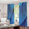 Blue Feather Print Grommet Curtains