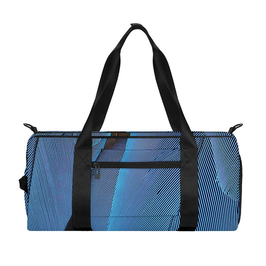 Blue Feather Print Gym Bag
