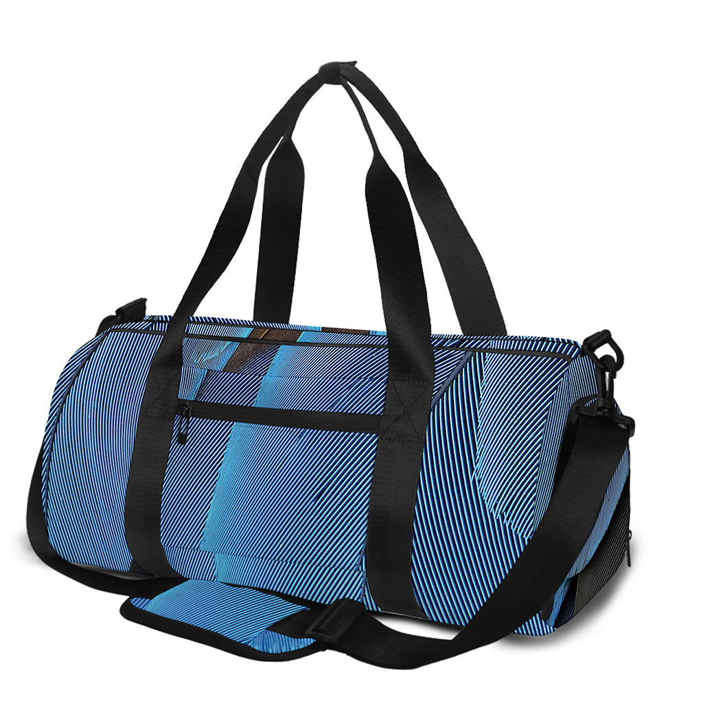 Blue Feather Print Gym Bag