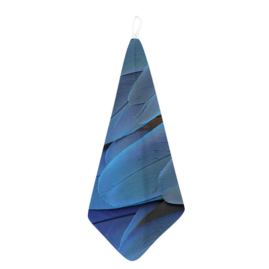 Blue Feather Print Hand Towel