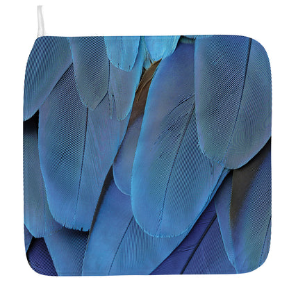 Blue Feather Print Hand Towel