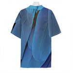 Blue Feather Print Hawaiian Shirt