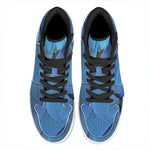 Blue Feather Print High Top Leather Sneakers