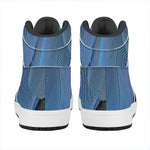 Blue Feather Print High Top Leather Sneakers