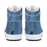 Blue Feather Print High Top Leather Sneakers