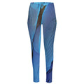 Blue Feather Print High-Waisted Pocket Leggings